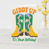 Niedlicher Western Cowgirl Stiefel Retro Blumenstr Karte (Gelbe Blume)