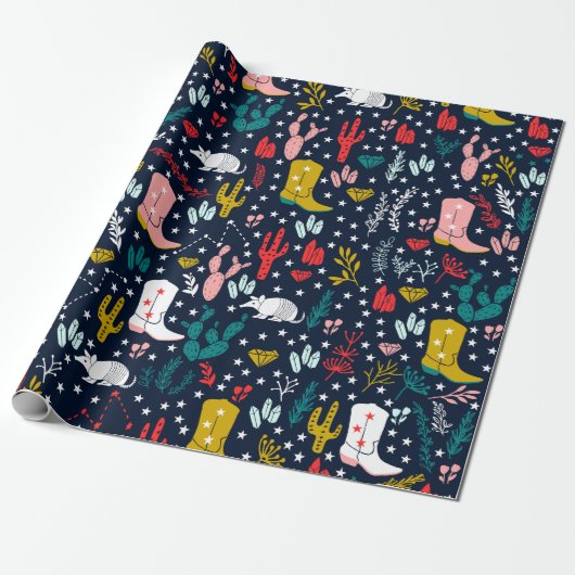 Niedlicher Western Cowgirl Wrapping Paper Geschenkpapier (Ungerollt)