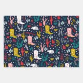 Niedlicher Western Cowgirl Wrapping Paper Geschenkpapier Set (Vorderseite)