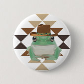 Niedlicher Western Frosch mit Cowboy-Hut Button (Vorderseite)