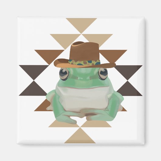 Niedlicher Western Frosch mit Cowboy-Hut Magnet (Vorne)