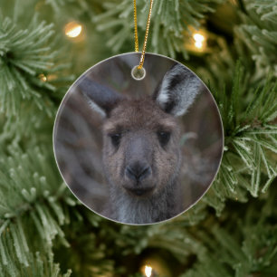 Niedlicher Western Gray Kangaroo Face Australien T Keramik Ornament