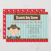 Niedlicher Western Kleine Cowboy Babydusche Einlad Einladung (Vorne/Hinten)