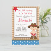 Niedlicher Western Kleine Cowboy Babydusche Einlad Einladung (Stehend Vorderseite)