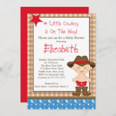 Niedlicher Western Kleine Cowboy Babydusche Einlad Einladung (Vorne/Hinten)