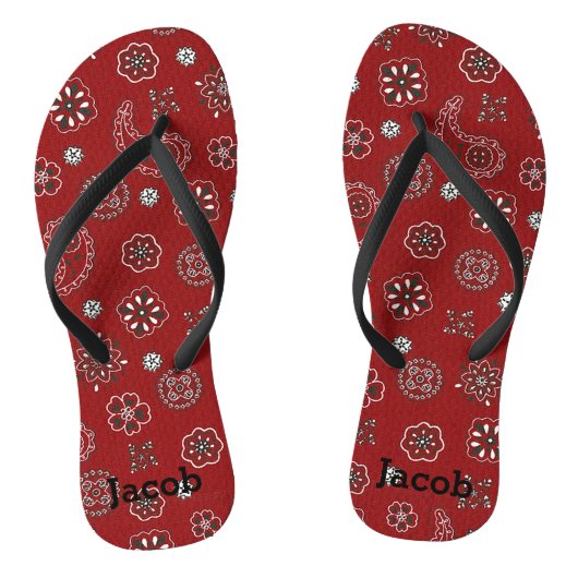 Niedlicher Western Red Bandana Flip Flops Badesandalen (Fußbett)