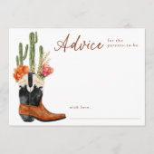 Niedlicher Western Wasserfarbe Boots Kinderdusche Hinweiskarte (Vorderseite)