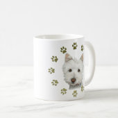 Niedlicher Westhochland-weißer Terrier-Hund und Kaffeetasse (VorderseiteRechts)
