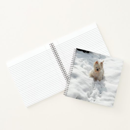 Niedlicher Westie Dog im Snow 8x8 Notebook Journal Notizblock (Innenseite)