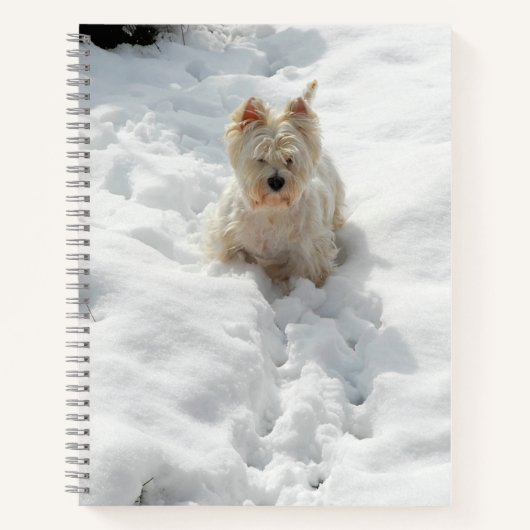 Niedlicher Westie Dog im Snow-Notebook-Journal Notizblock (Vorderseite)