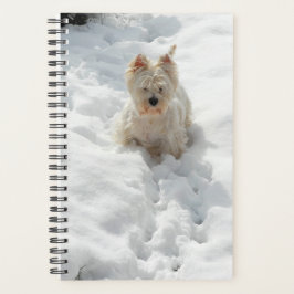 Niedlicher Westie Hund im Schneeplaner Planer