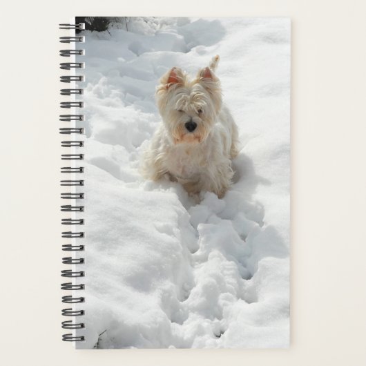 Niedlicher Westie Hund im Schneeplaner Planer (Vorderseite)
