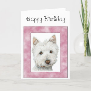 Niedlicher Westie Hund in rosa Rahmen Art Karte