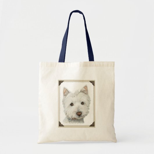 Niedlicher Westie Hund mit heftigen Papierkanten Tragetasche (Vorne)