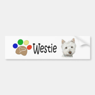 Niedlicher Westie Hund und Tatzen-Kunst-Geschenke Autoaufkleber