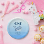 Niedlicher Whale Blue Sea 1. Geburtstag Pappteller (Party)