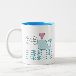 Niedlicher Whale Fügen Sie Ihren Text zur Personal Zweifarbige Tasse