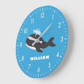 Niedlicher Whale Personalisierter Individuelle Nam Große Wanduhr (Winkel)