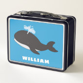 Niedlicher Whale Personalisierter Individuelle Nam Metall Brotdose (Rückseite)