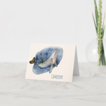 Niedlicher Whale Wasserfarbe Personalisiert blau