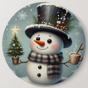 Niedlicher Whimisky Weihnachten/Winterschneemann Button