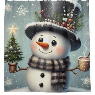 Niedlicher Whimisky Weihnachten/Winterschneemann Duschvorhang