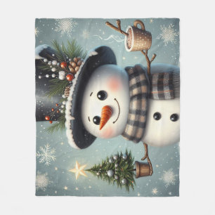 Niedlicher Whimisky Weihnachten/Winterschneemann Fleecedecke