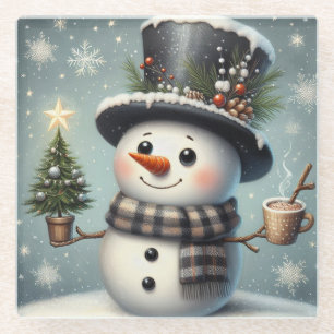 Niedlicher Whimisky Weihnachten/Winterschneemann Glasuntersetzer