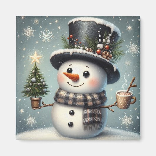 Niedlicher Whimisky Weihnachten/Winterschneemann Magnet (Vorne)