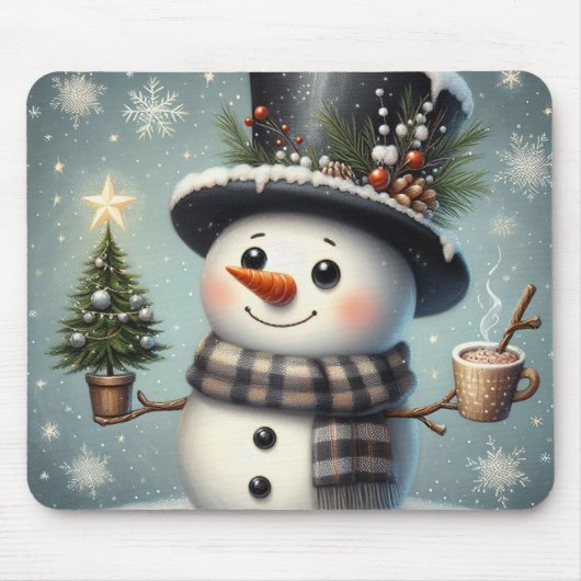 Niedlicher Whimisky Weihnachten/Winterschneemann Mousepad (Vorne)