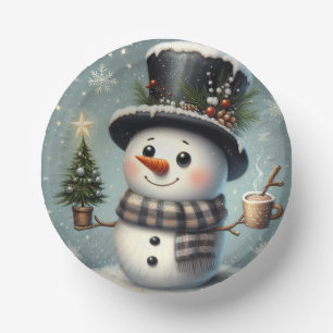 Niedlicher Whimisky Weihnachten/Winterschneemann Pappteller
