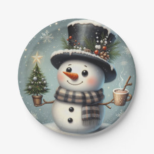 Niedlicher Whimisky Weihnachten/Winterschneemann Pappteller