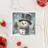 Niedlicher Whimisky Weihnachten/Winterschneemann Serviette (Beispiel)