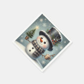 Niedlicher Whimisky Weihnachten/Winterschneemann Serviette (Ecke)