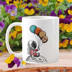 Niedlicher whimsical Astronaut, Weltraum, Planeten Kaffeetasse