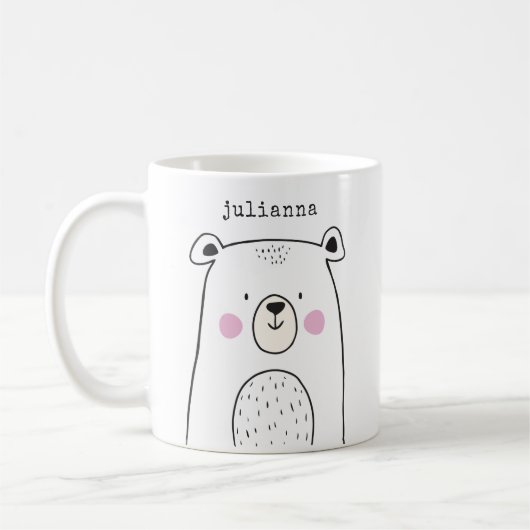 Niedlicher Whimsical Bear Illustration Individuell Kaffeetasse (Links)