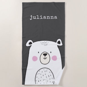Niedlicher Whimsical Bear Illustration Individuell Strandtuch