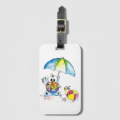 Niedlicher Whimsical Bird am Strand Gepäckanhänger (Vorderseite Vertikal)