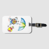 Niedlicher Whimsical Bird am Strand Gepäckanhänger (Vorderseite (Horizontal))