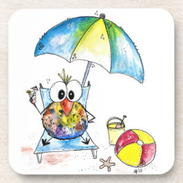 Niedlicher Whimsical Bird am Strand Getränkeuntersetzer