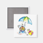 Niedlicher Whimsical Bird am Strand Magnet (Vorderseite/Rückseite)