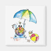 Niedlicher Whimsical Bird am Strand Magnet (Vorne)