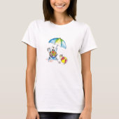 Niedlicher Whimsical Bird am Strand T-Shirt (Vorderseite)