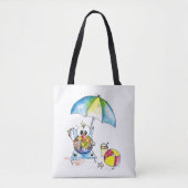 Niedlicher Whimsical Bird am Strand Tasche (Vorderseite)