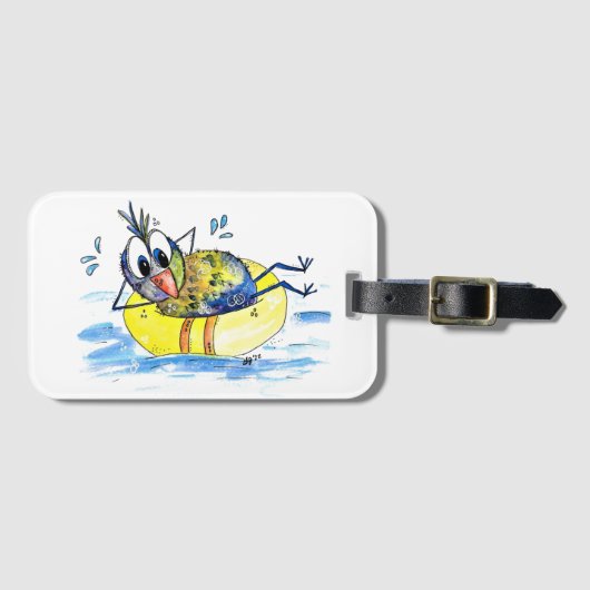 Niedlicher Whimsical Bird auf Floß Gepäckanhänger (Vorderseite (Horizontal))