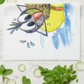 Niedlicher Whimsical Bird auf Floß Geschirrtuch (Gefaltet)