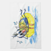 Niedlicher Whimsical Bird auf Floß Geschirrtuch (Vertikal)