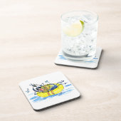 Niedlicher Whimsical Bird auf Floß Getränkeuntersetzer (Rechte Seite)