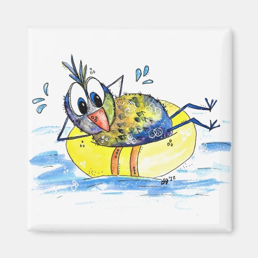 Niedlicher Whimsical Bird auf Floß Magnet (Vorne)