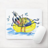 Niedlicher Whimsical Bird auf Floß Mousepad (Mit Mouse)